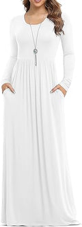 Women's Long Sleeve Loose Plain Maxi Dresses Casual Long Dresses with Pockets